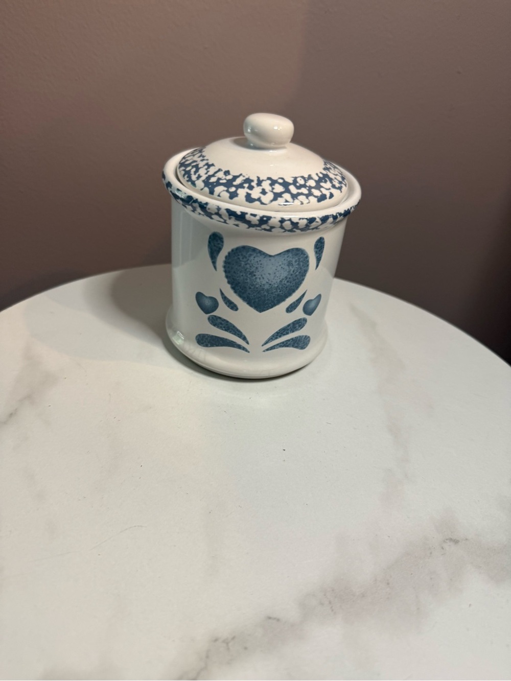 Blue Heart Ceramic Jar with Lid small